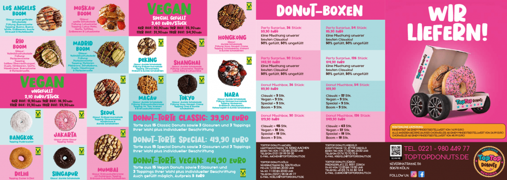 Speisekarte TopTop Donuts aussen