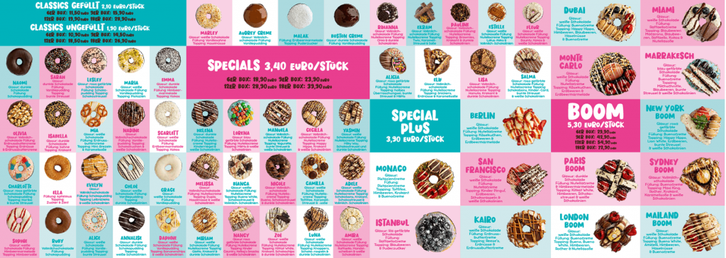 Speisekarte TopTop Donuts innen